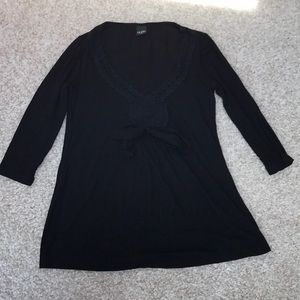 Black long sleeve maternity blouse with tie